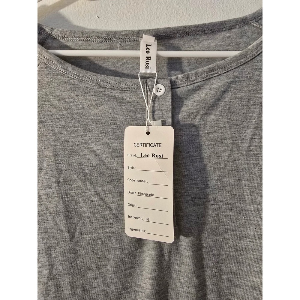 Leo Rosi Womens Heather Gray Henley Short Sleeve Raglan Top Size Large NWT - Picture 6 of 9